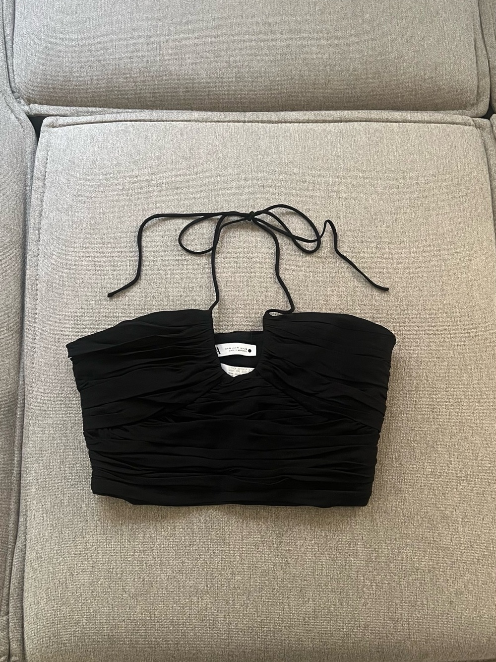 Zara Black Ruched Halter Crop Top